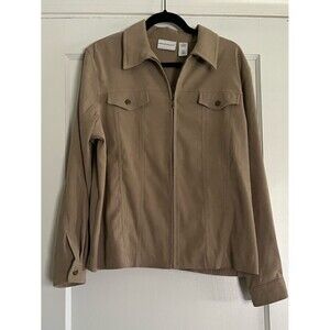 Alfred Dunner Beige Zip Collared Jacket Women's Size 14 Casual
